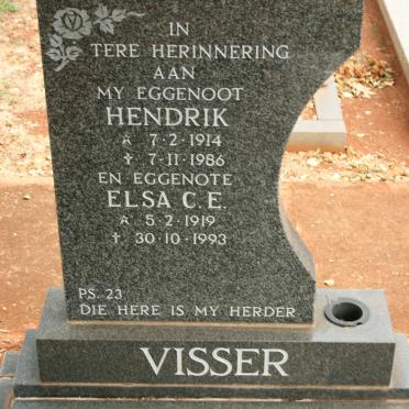VISSER Hendrik 1914-1986 &amp; Elsa C.E. 1919-1993