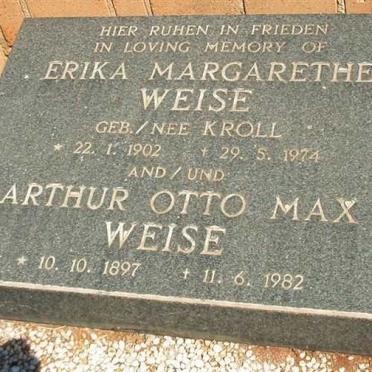 WEISE Arthur Otto Max 1897-1982 &amp; Erika Margarethe KROLL 1902-1974