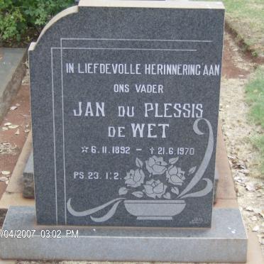WET Jan Du Plessis, de 1892-1970