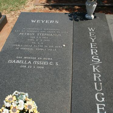 WEYERS Petrus Stephanus 1904-1979 &amp; Isabella C.S. 1906-