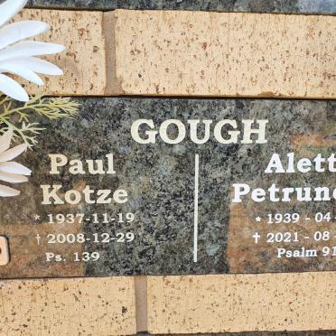 GOUGH Paul Kotze 1937-2008 &amp; Aletta Petrunella 1939-2021