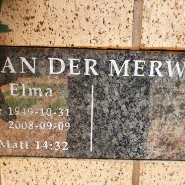 MERWE Elma, van der 1949-2008