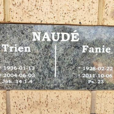 NAUDE Fanie 1928-2011 &amp; Trien 1936-2004