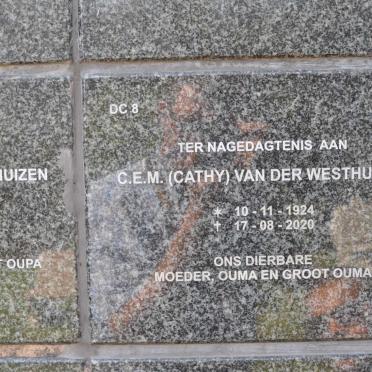 WESTHUIZEN C.E.M., van der 1924-2020