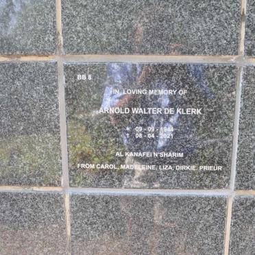 KLERK Arnold Walter, de 1944-2021
