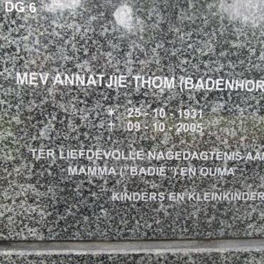 THOM Annatjie nee BADENHORST 1931-2005