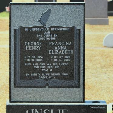 AINSLIE George Henry 1924-2005 &amp; Francina Anna Elizabeth 1925-2009