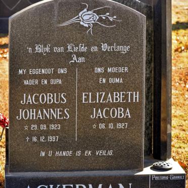 ACKERMAN Jacobus Johannes 1923-1997 &amp; Elizabeth Jacoba 1927-