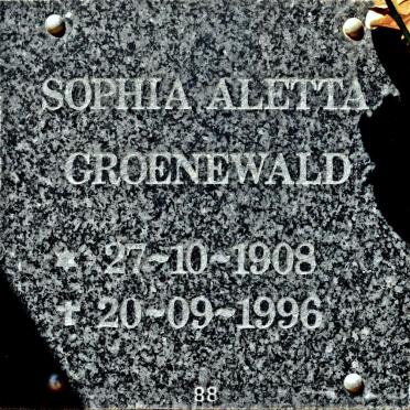 GROENEWALD Sophia Aletta 1908-1996