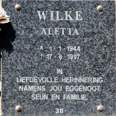 WILKE Aletta 1944-1997