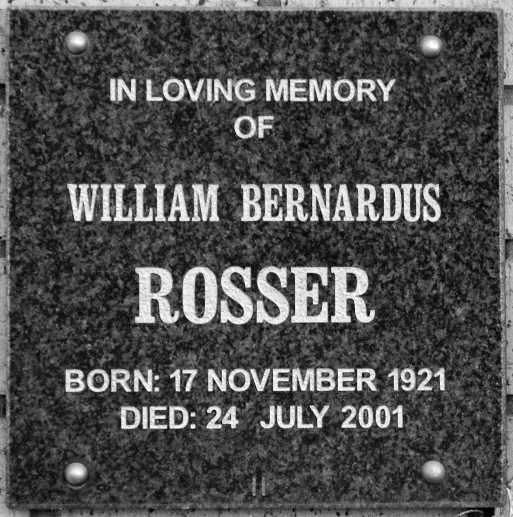 ROSSER William Bernardus 1921-2001