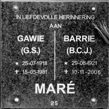 MARÉ G.S. 1918-1981 :: MARÉ B.C.J. 1921-2006