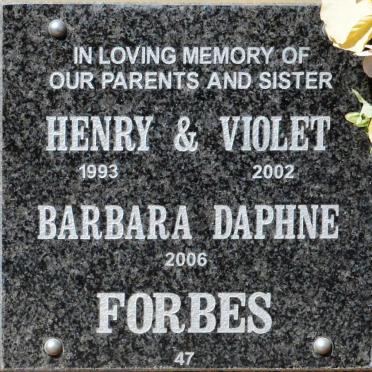 FORBES Henry -1993 &amp; Violet -2002 :: FORBES Barbara Daphne -2006