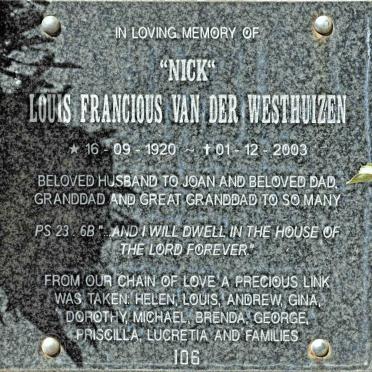 WESTHUIZEN Louis Francious, van der 1920-2003