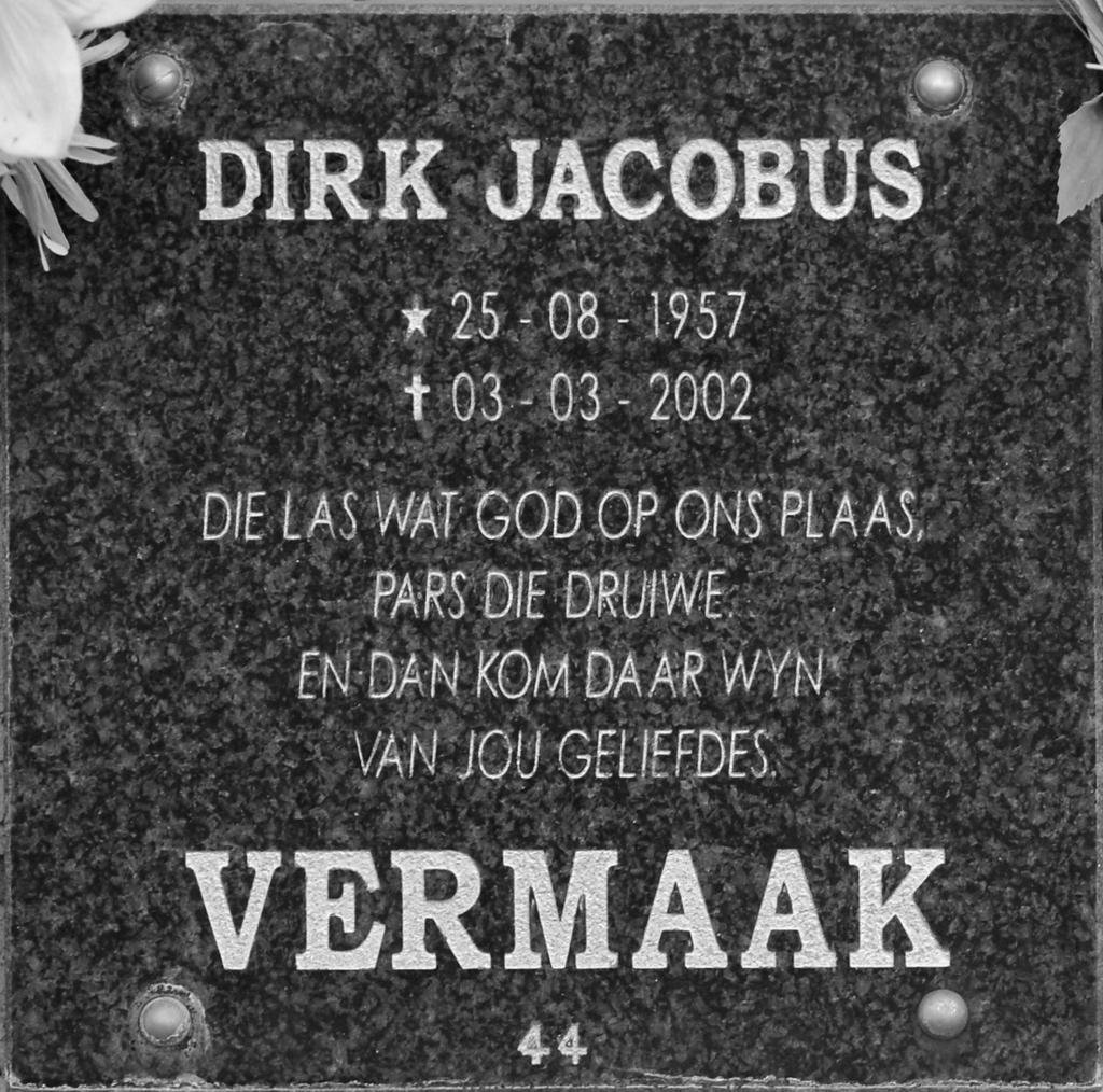 VERMAAK Dirk Jacobus 1957-2002