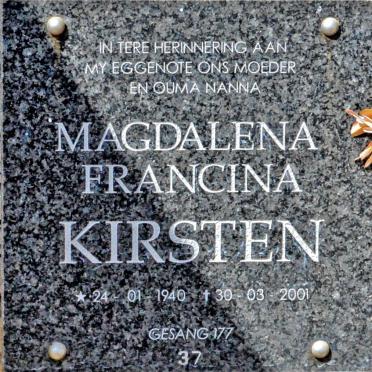 KIRSTEN Magdalena Francina 1940-2001