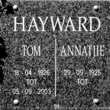 HAYWARD Tom 1926-2003 &amp; Annatjie 1925-