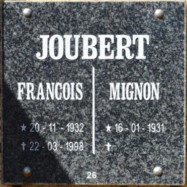 JOUBERT Francois 1932-1998 &amp; Mignon 1931-