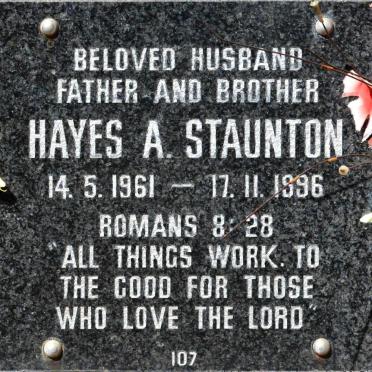 STAUNTON Hayes A. 1961-1996