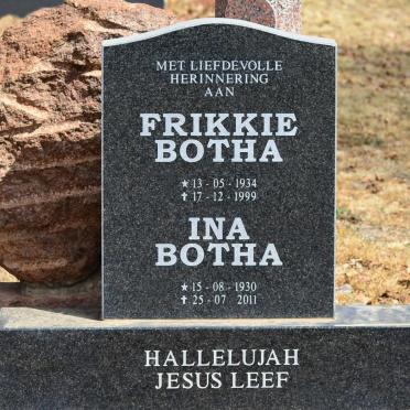 BOTHA Frikkie 1934-1999 &amp; Ina 1930-2011