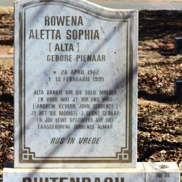 BUITENDACH Rowena Aletta Sophia nee PIENAAR 1962-1995