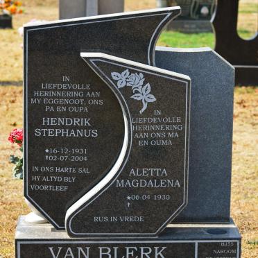BLERK Hendrik Stephanus, van 1931-2004 &amp; Aletta Magdalena 1930-