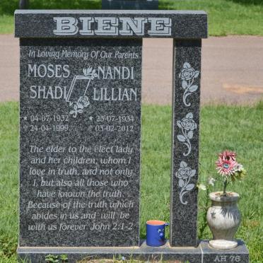 BIENE Moses Shadi 1932-1999 &amp; Nandi Lillian 1934-2012