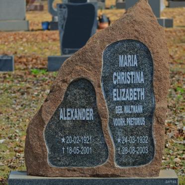 BEUKES Alexander 1921-2001 &amp; Maria Christina Elizabeth, voorheen PRETORIUS, nee WALTMANN 1932-2003