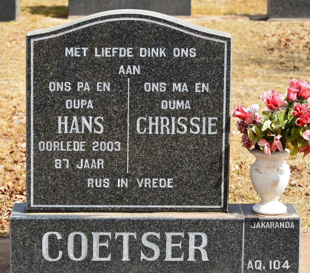 COETSER Hans 1916-2003 &amp; Chrissie