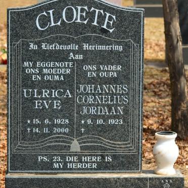 CLOETE Johannes Cornelius Jordaan 1923- &amp; Ulrica Eve 1928-2000