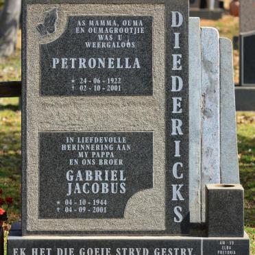 DIEDERICKS Petronella 1922-2001 :: DIEDERICKS Gabriel Jacobus 1944-2001