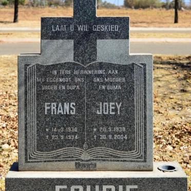FOURIE Frans 1930-1994 &amp; Joey 1930-2004