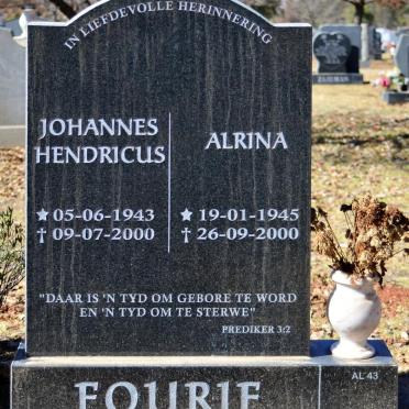 FOURIE Johannes Hendricus 1943-2000 &amp; Alrina 1945-2000