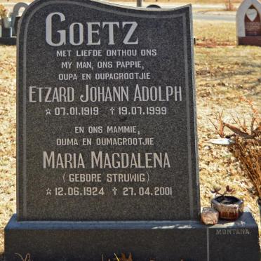 GOETZ Etzard Johann Adolph 1919-1999 &amp; Maria Magdalena STRUWIG 1924-2001