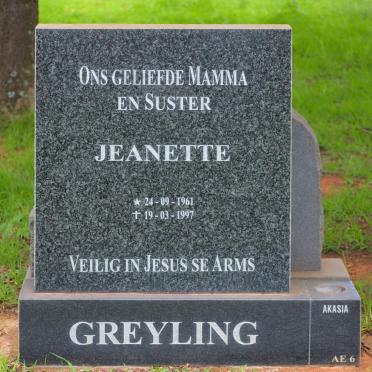 GREYLING Jeanette 1961-1997