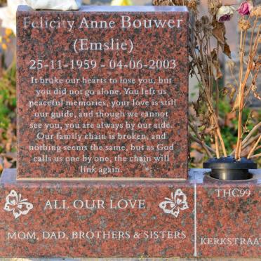 BOUWER Felicity Anne nee EMSLIE 1959-2003