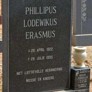 JORDAAN Phillipus Lodewikus Erasmus 1922-1995 &amp; Mossie 1923-2006