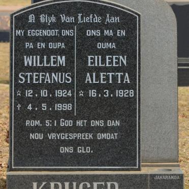 KRUGER Willem Stefanus 1924-1998 &amp; Eileen Aletta 1928-