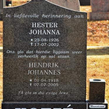 KOTZÉ Hendrik Johannes 1918-2005 &amp; Hester Johanna 1926-2002
