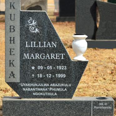KUBHEKA Lillian Margaret 1923-1999