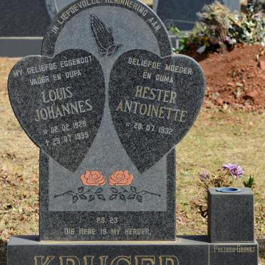 KRUGER Louis Johannes 1928-1999 &amp; Hester Antoinette 1932-