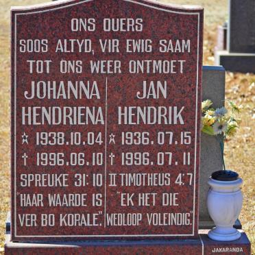 KOCK Jan Hendrik, de 1936-1996 &amp; Johanna Hendriena 1938-1996