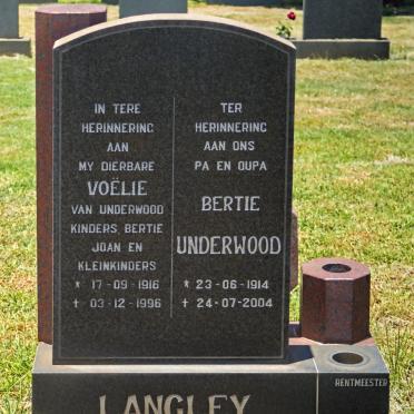 LANGLEY Bertie Underwood 1914-2004 &amp; Voëlie 1916-1996