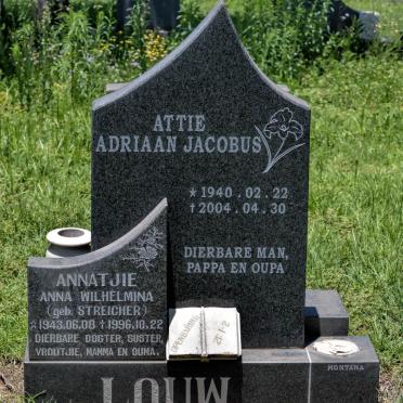 LOUW Adriaan Jacobus 1940-2004 &amp; Anna Wilhelmina STREICHER 1943-1996