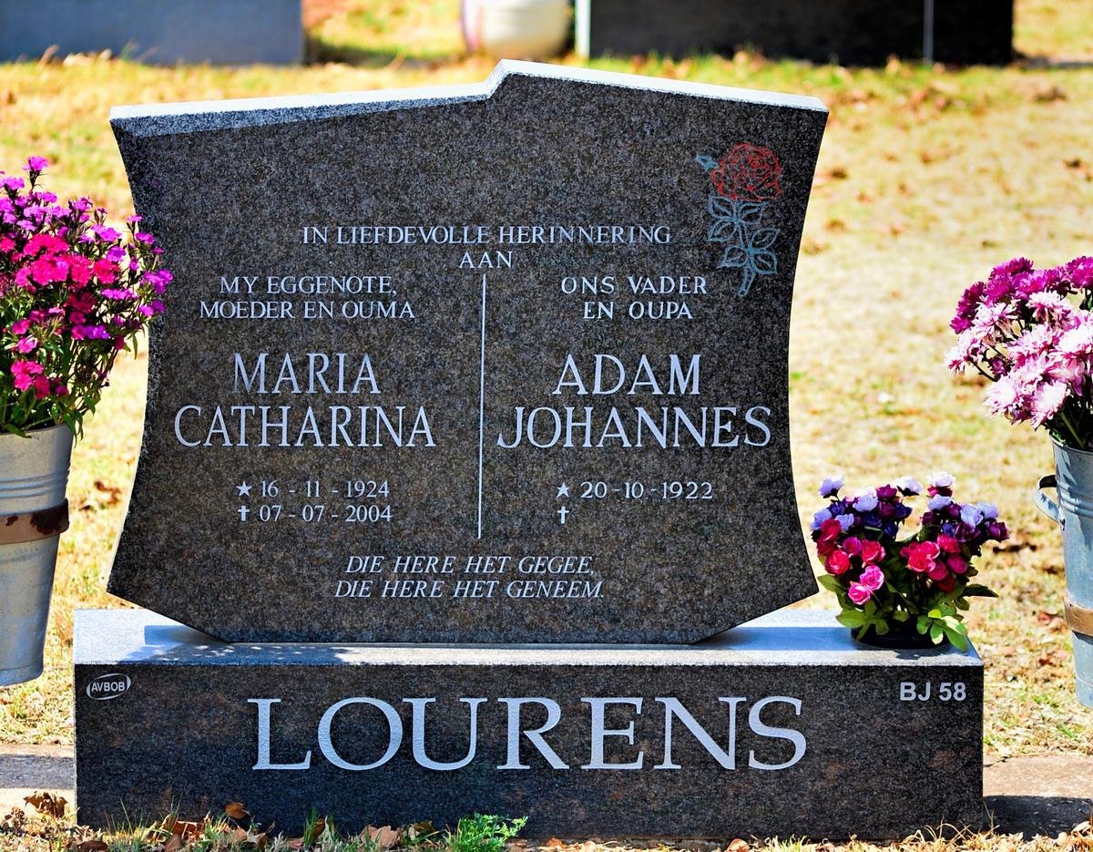 LOURENS Adam Johannes 1922- &amp;  Maria Catharina 1924-2004