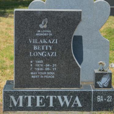MTETWA Vilakazi Betty Longazi 1903-1976