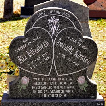 MERWE Heroldt Kirsten, van der 1934- &amp; Ria Elizabeth 1937-1997