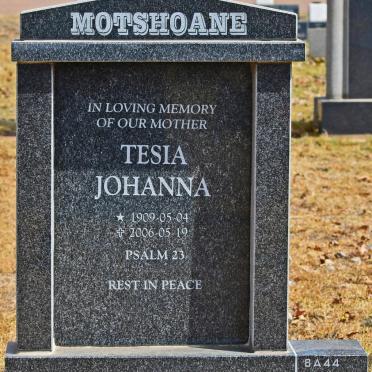 MOTSHOANE Tesia Johanna 1909-2006