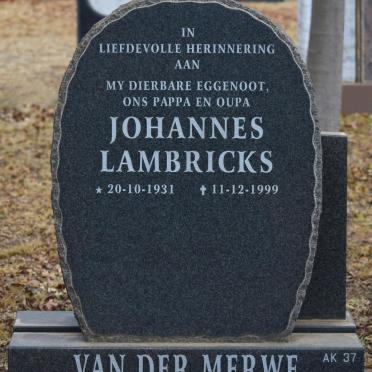 MERWE Johannes Lambricks, van der 1931-1999