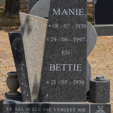 MEINTJES Manie 1930-1997 &amp; Bettie 1936-